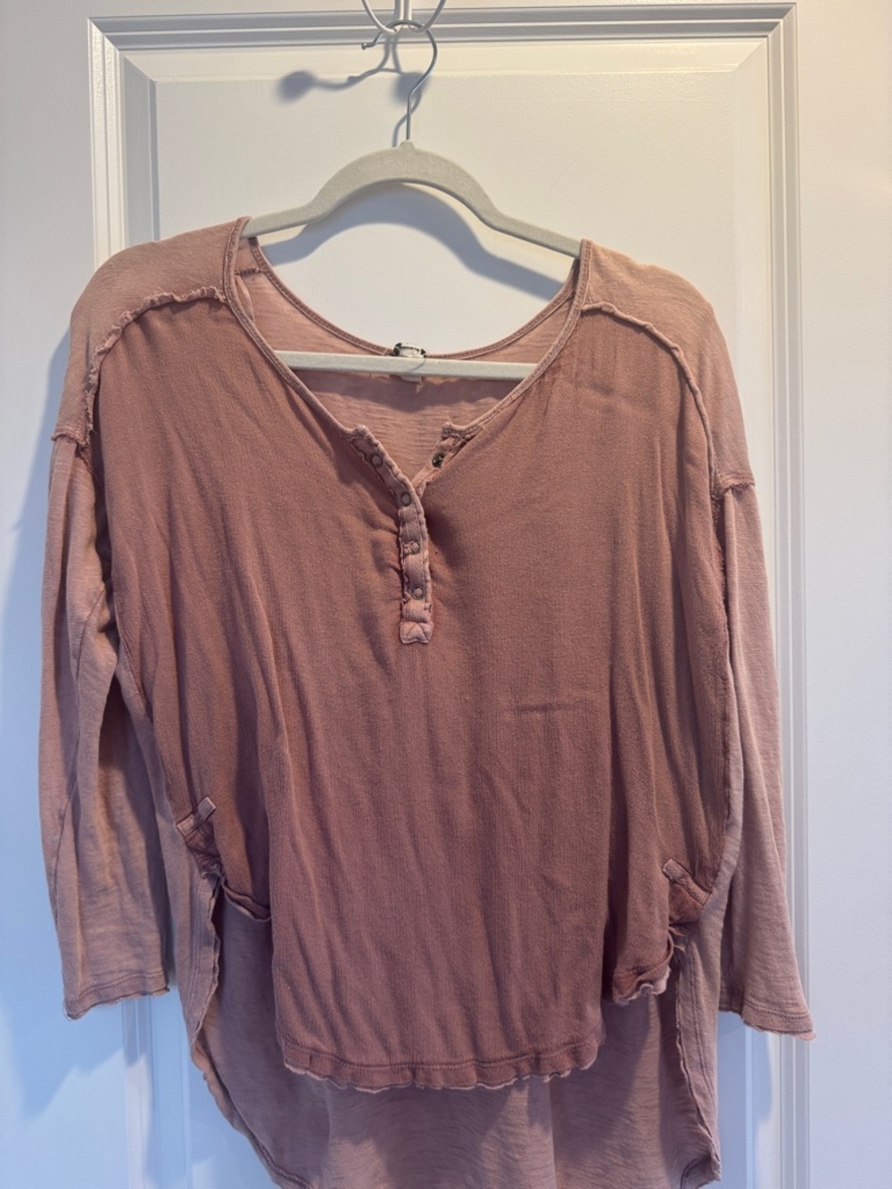 We The Free Washed Rose Button Henley Tunic